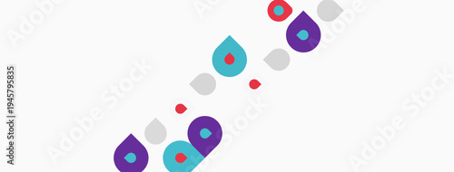 Abstract colorful shapes scattered across white background. Minimalist design, playful composition, modern aesthetic.