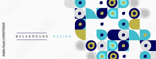 Abstract geometric shapes, circles, squares, colors. Minimalist design, modern aesthetic, clean background. Simple composition, visual elements.
