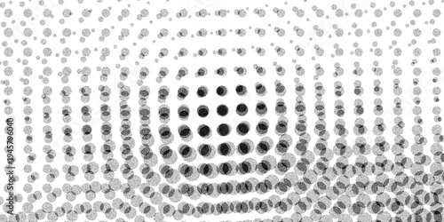 Black and white halftone dot pattern with varying density
