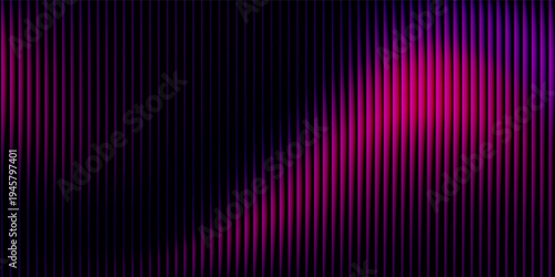 3d transparent ribbed glass background with refraction and holographic effect. Reeded glass with rainbow gradient. Render of corrugated wall with overlay reflection light on dark.