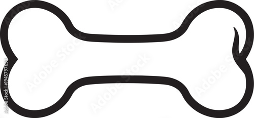 Black and white outline of a classic dog bone also transparent background animal symbol