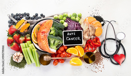 Anticancer food concept. Healthy food.