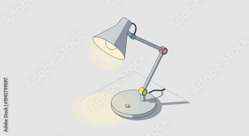 Adjustable Desk Lamp Illuminating a Workspace with Warm Light.