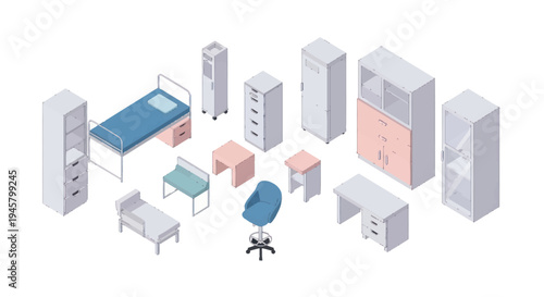 Isometric Furniture Collection for Office and Home.