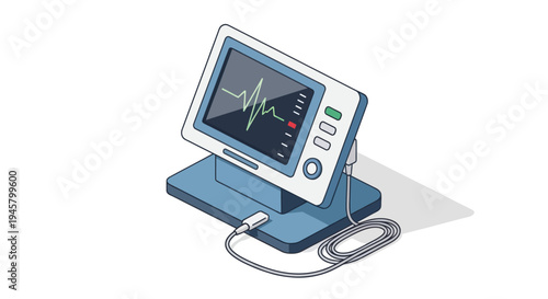 Medical Monitor Displaying Heartbeat Rhythm Healthcare Device.