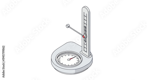 Scientific instrument measuring atmospheric pressure and temperature.