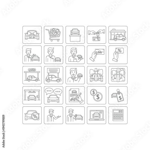 A collection of 25 icons related to business and finance