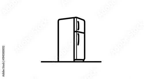 Simple line icon of a refrigerator with a freezer compartment on top, vector illustration of a kitchen appliance for home interior design or food storage concept
