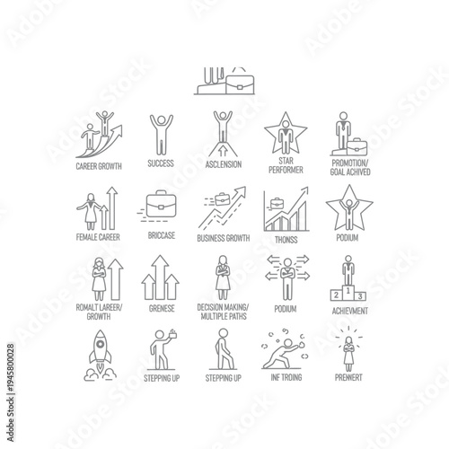 A collection of 20 icons related to business growth and success
