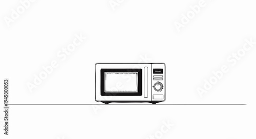 Vector illustration of a microwave oven on a counter
