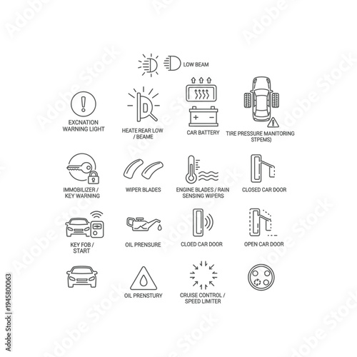 Car dashboard warning lights and symbols