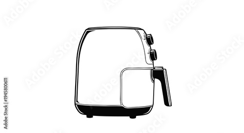 Stylized illustration of a classic ridged grill pan, a versatile kitchen tool for searing and grilling various foods, representing healthy home cooking and culinary convenience