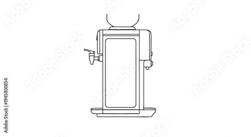 Line art illustration of a modern automatic beverage dispenser, perfect for contemporary kitchen, cafe, or office settings, emphasizing efficient drink preparation