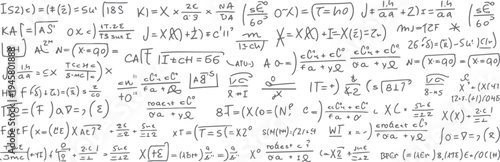 Handwritten mathematical equations and formulas on a white background with a grey scribbled texture mathematics