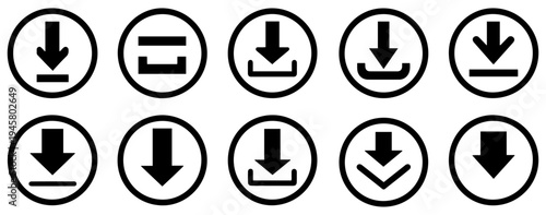 download upload arrow icon vector set