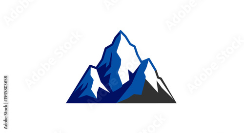 Abstract mountain graphic logo design featuring a blue and white geometric shape