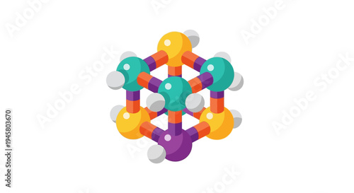 Abstract molecular structure illustration representing scientific concepts in colorful form