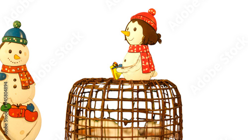 Cute Cartoon Snowman Vector Characters Set Wearing Colorful Scarves and Winter Hats: Perfect for Christmas, Holiday, and New Year Celebration Designs.