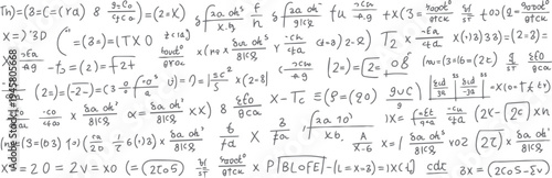 Handwritten mathematical equations and formulas on a white background mathematics science 1