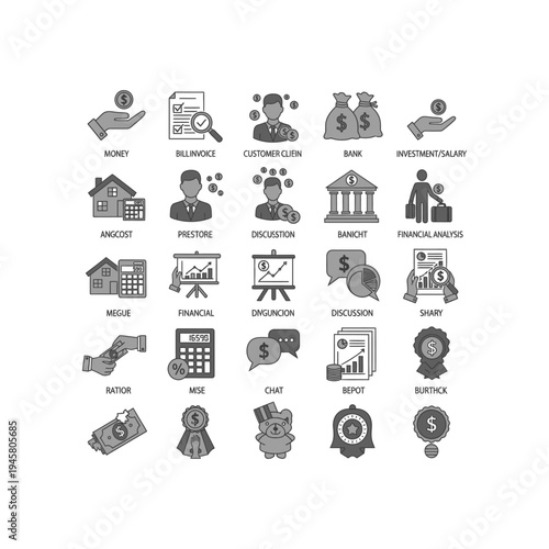 Financial planning and investment icons