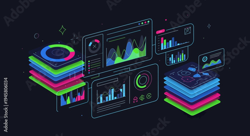 Abstract illustration of data analysis and business statistics visualized in a futuristic style