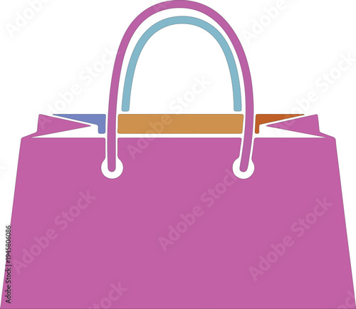 Pink Shopping Bag With Multicolored Handles pink bag