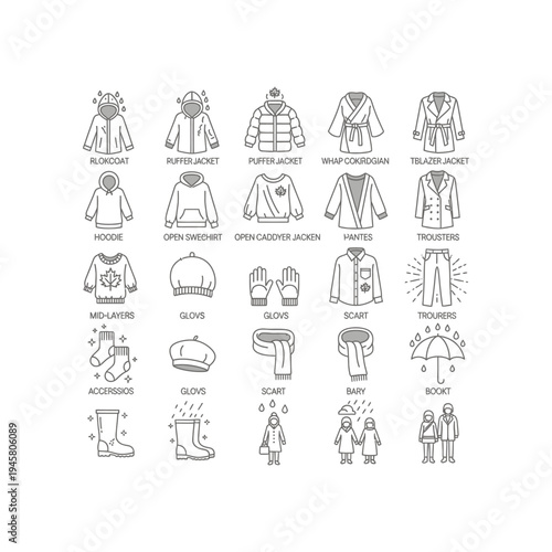 Winter clothing and accessories infographic