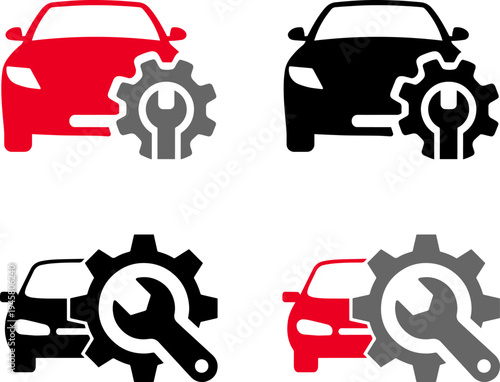 Car Repair Service Icon Set Vector