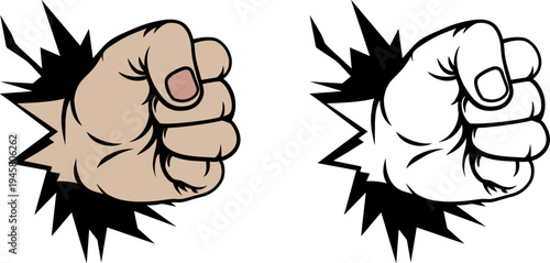 Punching Fist Comic Style Vector