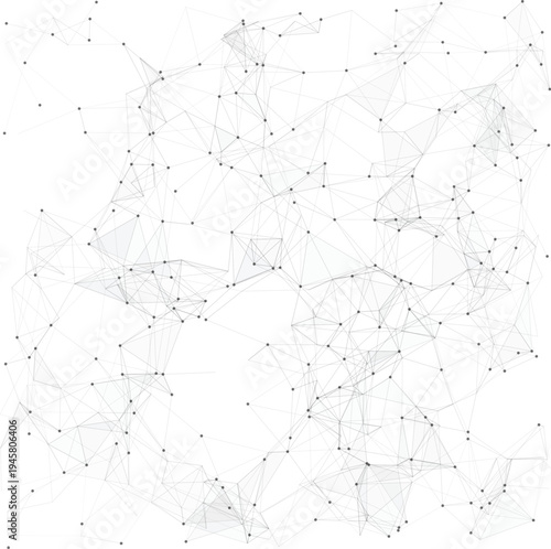 Abstract circular plexus network structure with connected dots and lines, futuristic technology data visualization background