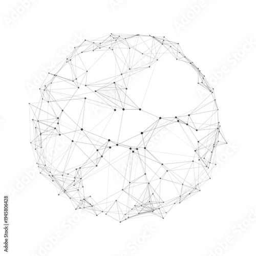 Abstract circular plexus network made of connected dots and lines forming futuristic digital technology communication structure