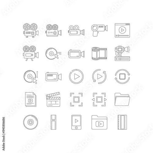 A collection of icons related to video and film production