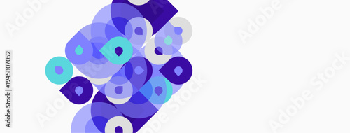 Abstract shapes overlap, creating vibrant purple hues. Minimalist design with soft gradients, modern aesthetic. Clean background emphasizes forms.