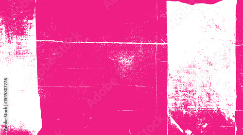 Bright pink and white abstract textured background with distressed edges and scattered dots