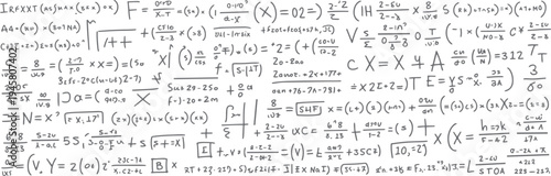Handwritten mathematical equations and formulas covering the entire frame in a dense pattern mathematics
