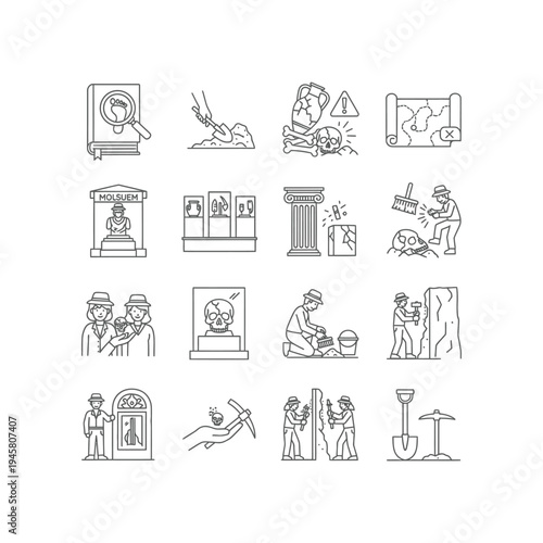 Archaeology and excavation process illustrations