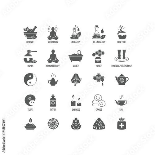Icons representing various holistic health and wellness concepts