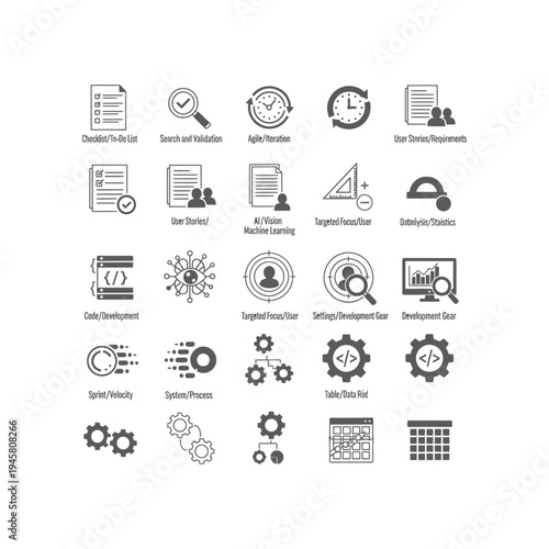 Icons for software development and coding concepts