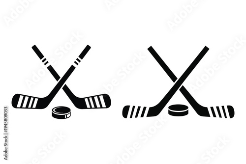 Hockey sticks and pucks graphic illustration