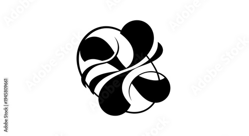 Black and white abstract shape design.