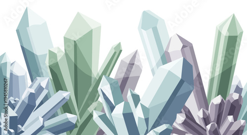 Abstract illustration of crystalline formations, a geometric depiction of gemstones