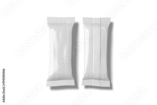 Blank Snack Bar Packaging Wrapper Mockup Front and Back View Isolated, 3D Illustration