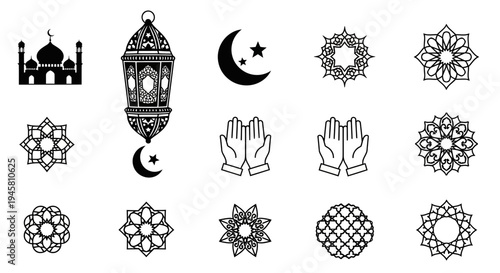 Islamic Symbols and Ramadan Icons.
