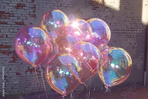 Shimmering Holographic Birthday Balloons