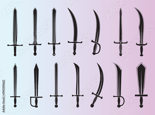 Collection of medieval and fantasy swords in various designs