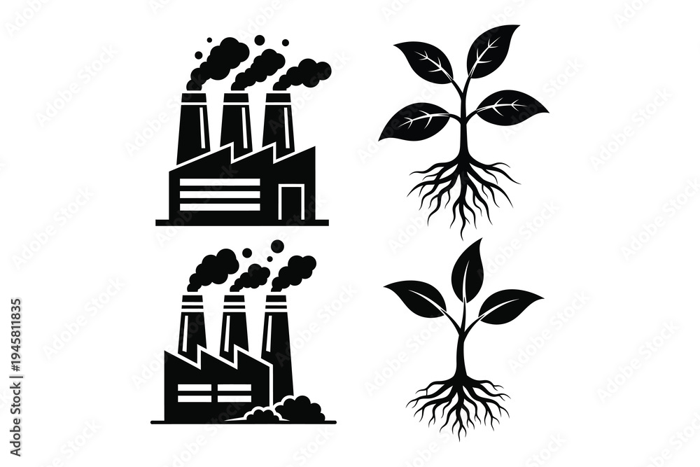 Fototapeta premium Industrial pollution vs green growth