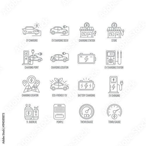Electric vehicle charging icons and related concepts