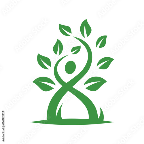 Green tree icon logo with leaves representing nature and eco environment