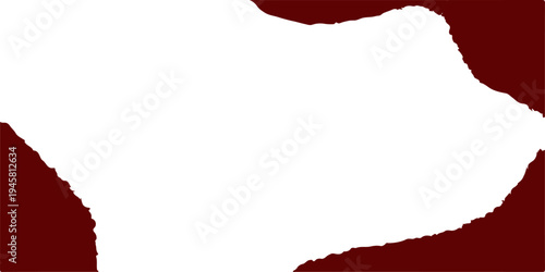 A grunge vector illustration of red torn paper with a ribbon framing a pink heart and lipstick kiss symbol for a Valentine beauty design