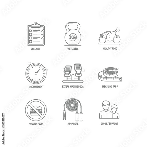 A collection of icons related to fitness and healthy living